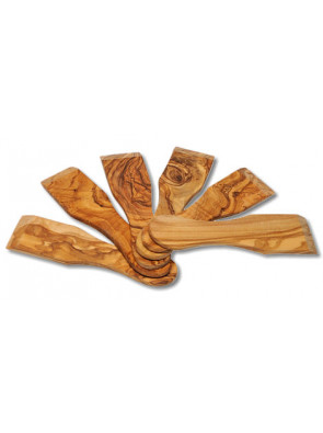 Raclette tools olive wood, 6 pcs set, ca. 13.5 cm (5.3 ''), art. no. 14115